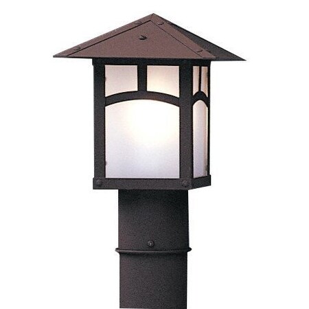 Arroyo Craftsman 7" Evergreen Post Mount With Pine Needle Filigree, Rustic Brown, Clear Seedy Glass EP-7PFCS-RB